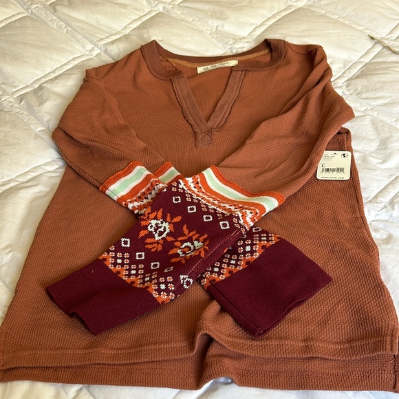 NWT Free People We The Free Mikah Layering Cuff Thermal in Autumn combo - Picture 5 of 7